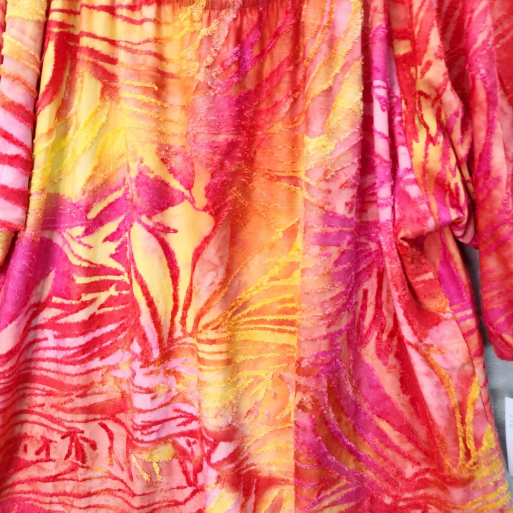 Calessa Tunic Womens Plus 1X Tropical Burnout Floral Print Top Blouse Colorful - Picture 5 of 6